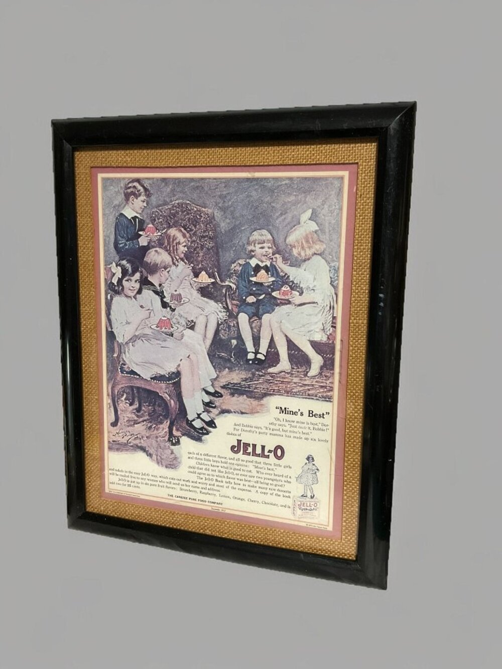 Framed Vintage Jell-O Advertisement Print With "Mines Best" Artwork In Black Fra